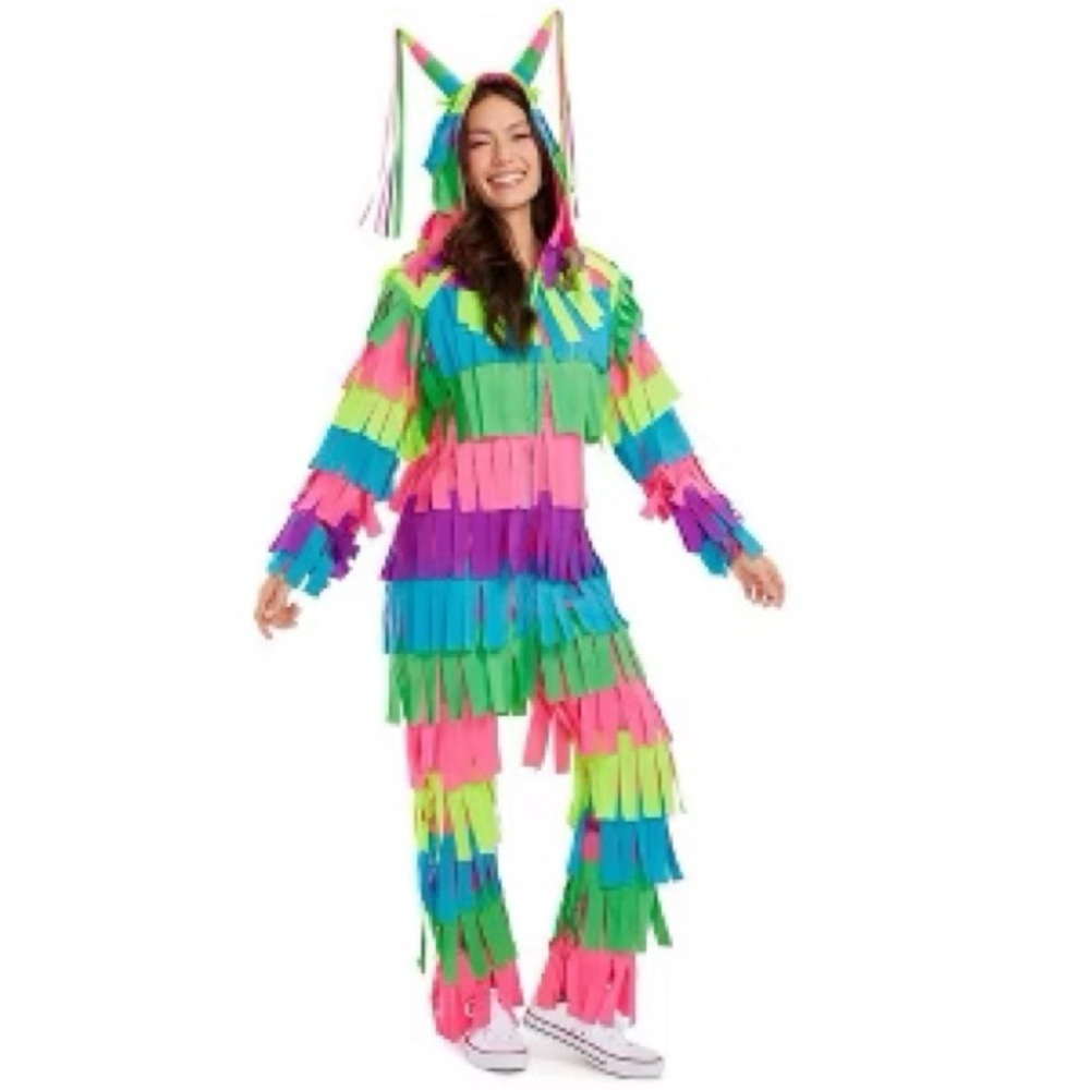 NWT Piñata Costume Hoodie Jumpsuit Tipsy Elves multicolored adult size Medium